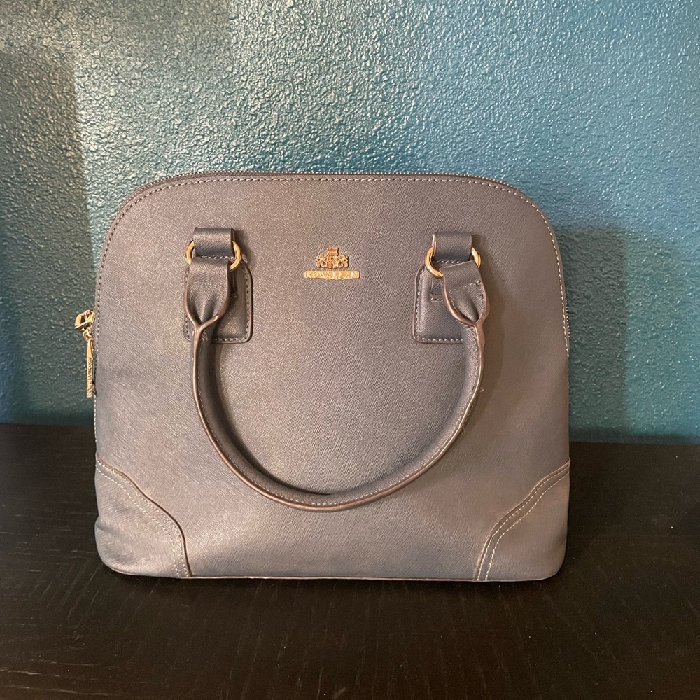 Rowallan Navy Leather Satchel Bag